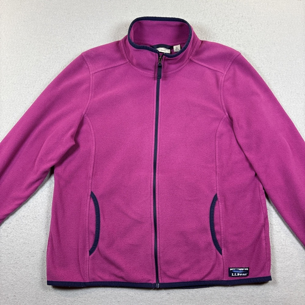 LL Bean Women's Fleece Full Zip Light weight Size‎ Small Petite Raspberry Pink